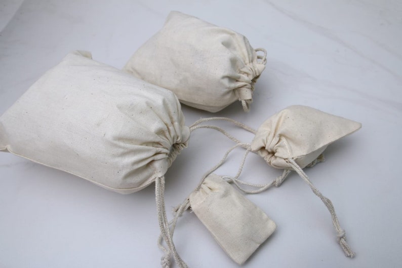 12x16 Inches Cotton Muslin Bags 100% Organic Cotton Double Drawstring Premium Quality Eco Friendly Reusable Natural Bags. zdjęcie 4