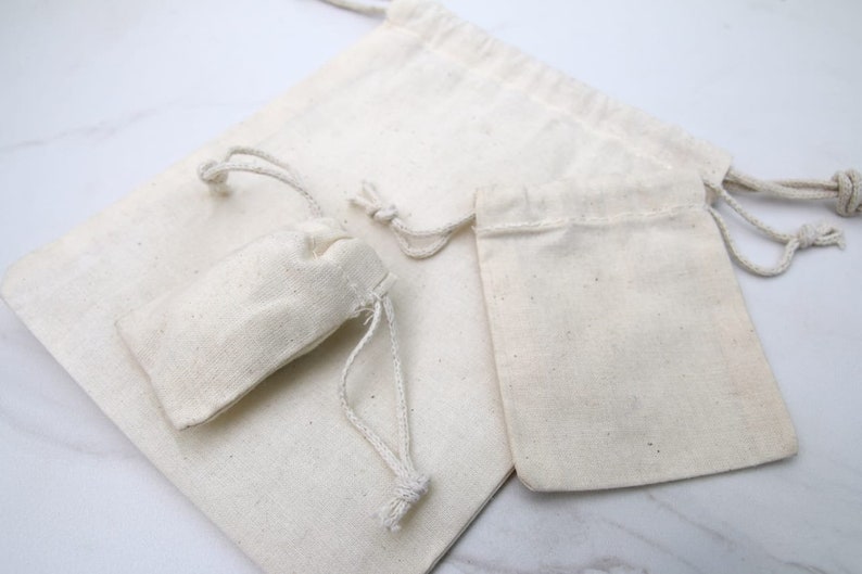 12x16 Inches Cotton Muslin Bags 100% Organic Cotton Double Drawstring Premium Quality Eco Friendly Reusable Natural Bags. zdjęcie 9