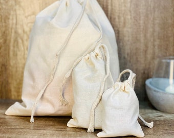 3x5 Inches, Organic Cotton Reusable Single Drawstring Muslin Bags, Best for Storage and Packaging. Same Day Delivery. Cheapest on Etsy.