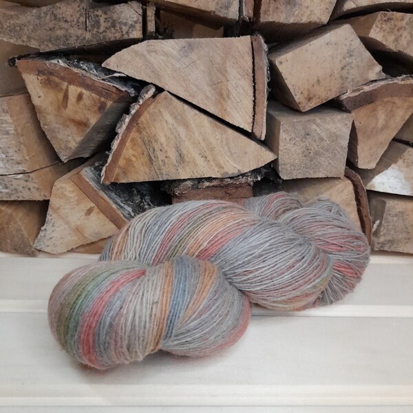 Multicolour Yarn 200 grams 100% Natural Sheep Wool Organic Eco Hand Dyed Knitting Crocheting Weaving Dundaga Latvia