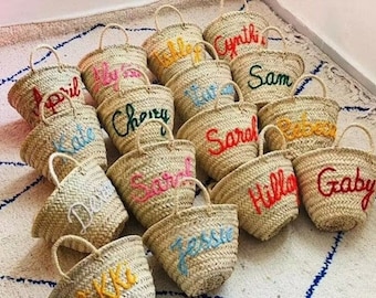 60% Off PERSONALIZED BASKET,bridal shower bags,customized straw bags,custom beach bag,straw tote,embroidered bags