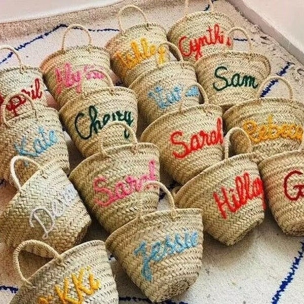 60% Off PERSONALIZED BASKET,bridal shower bags,customized straw bags,custom beach bag,straw tote,embroidered bags