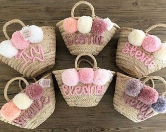 60% Off PERSONALIZED BASKET,bridal shower bags,customized straw bags,custom beach bag,straw tote,embroidered bags