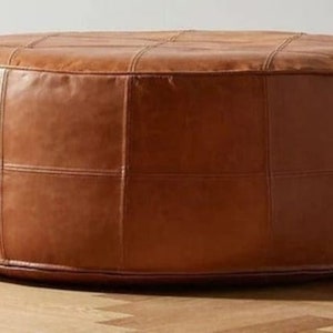 Amazing Round Ottoman "60% OFF" Handmade square leather Pouf, Moroccan pouf, pouf footstool, unstuffed poufs, genuine leather pouf.