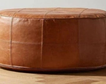 Amazing Round Ottoman "60% OFF" Handmade square leather Pouf, Moroccan pouf, pouf footstool, unstuffed poufs, genuine leather pouf.