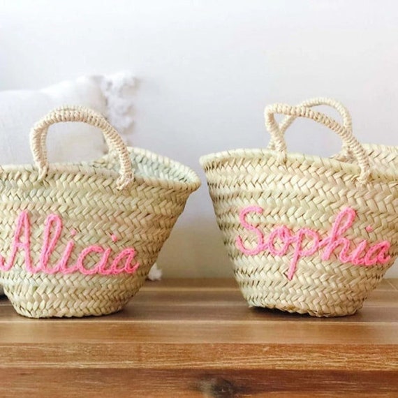 Straw Baskets Personalized WEDDING GUEST flower Girl - Etsy