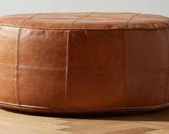 Amazing Round Ottoman "60% OFF" Handmade square leather Pouf, Moroccan pouf, pouf footstool, unstuffed poufs, genuine leather pouf.