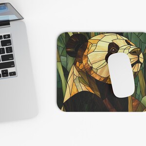 Stained Glass Panda Mouse Pad: Animal Lover Desk Accessory