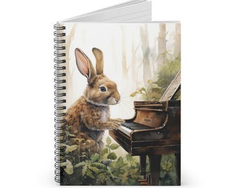Rabbit Pianist Spiral Notebook, Animal Journal
