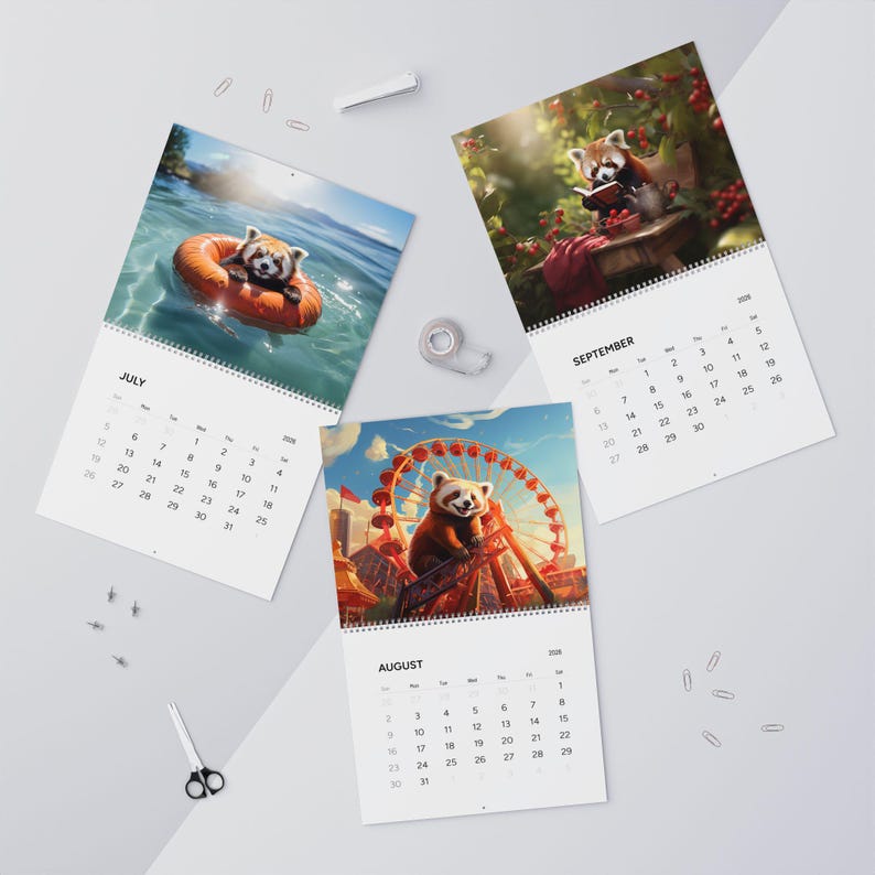 Red Panda Calendar (2026) - Wall Calendars, Cute Animal Art, Monthly ...