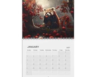 Red Panda Calendar 2027 - Wall Calendars, Cute Animal Art, Monthly Planner, Animal Lover Gift, Home Decor, Office Desk Calendar