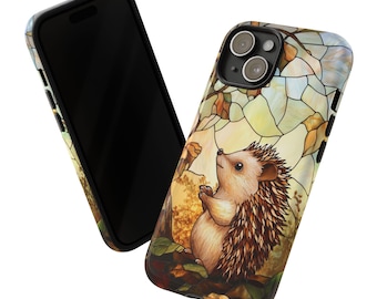 Stained Glass Hedgehog Phone Case, Animal Lover Gift