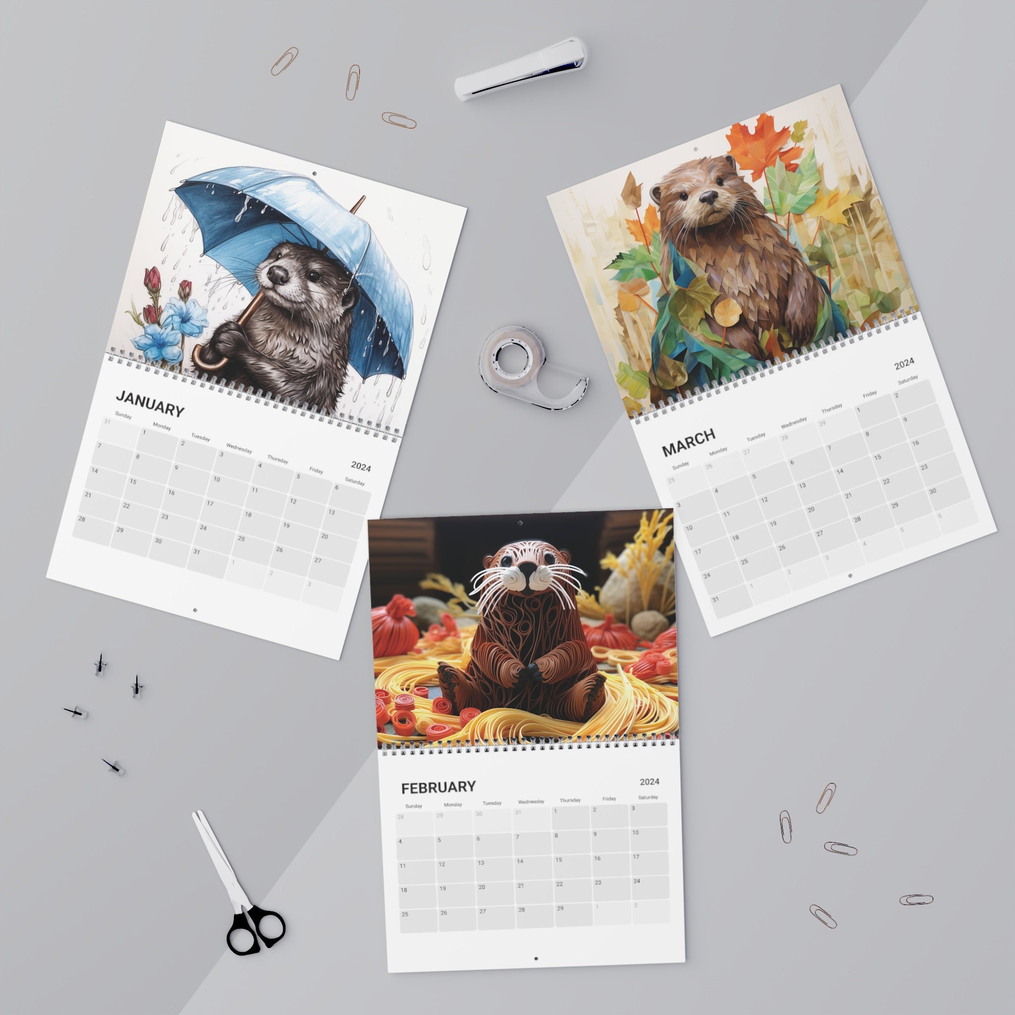 Gift a Giggle With 2024 Otter Calendar Amusing & Unique Illustrations