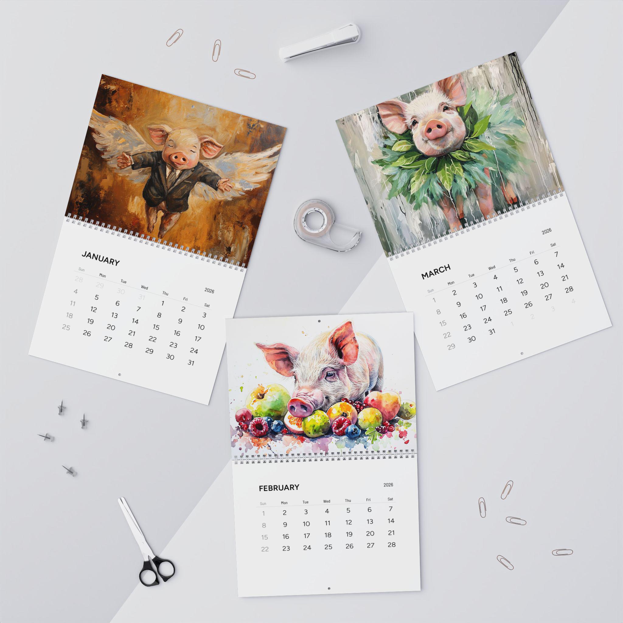 Pig Calendar 2026 Wall Calendar, Animal Lover Gift, Organizational ...