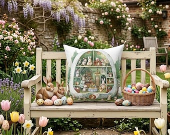 Almohada de conejito de Pascua, adorable almohada decorativa de conejito, decoración de Pascua para el hogar, funda de almohada de primavera, regalo de Pascua para ella, regalo para amantes de los conejos.