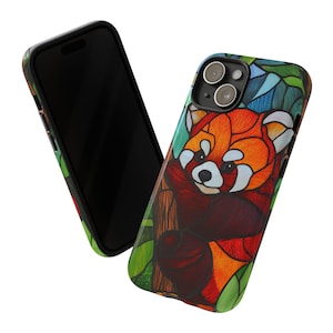 Cute red panda stainless glass style ,Tough Cases, Gift for Mom, Gift for Animal Lover, iPhone case, Android Case, Smartphone Case