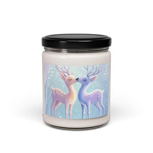 Soy Candle, Valentine&#39;s Day Gift, Deer Design Candle, Animal Art Decor, Love Scented Candle, 9oz, Hand-poured Candle