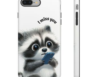 Fundas resistentes con diseño de mapache, funda para teléfono infantil, funda protectora, regalo para amantes de los animales, accesorios infantiles. Funda para iPhone.