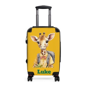 Kinderkoffer met dierengiraf, verjaardagscadeau, naam gepersonaliseerd, kinderbagage, reistas, kindercadeau