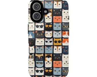 Playful Cat Faces Phone Case, Pet Lover Gift