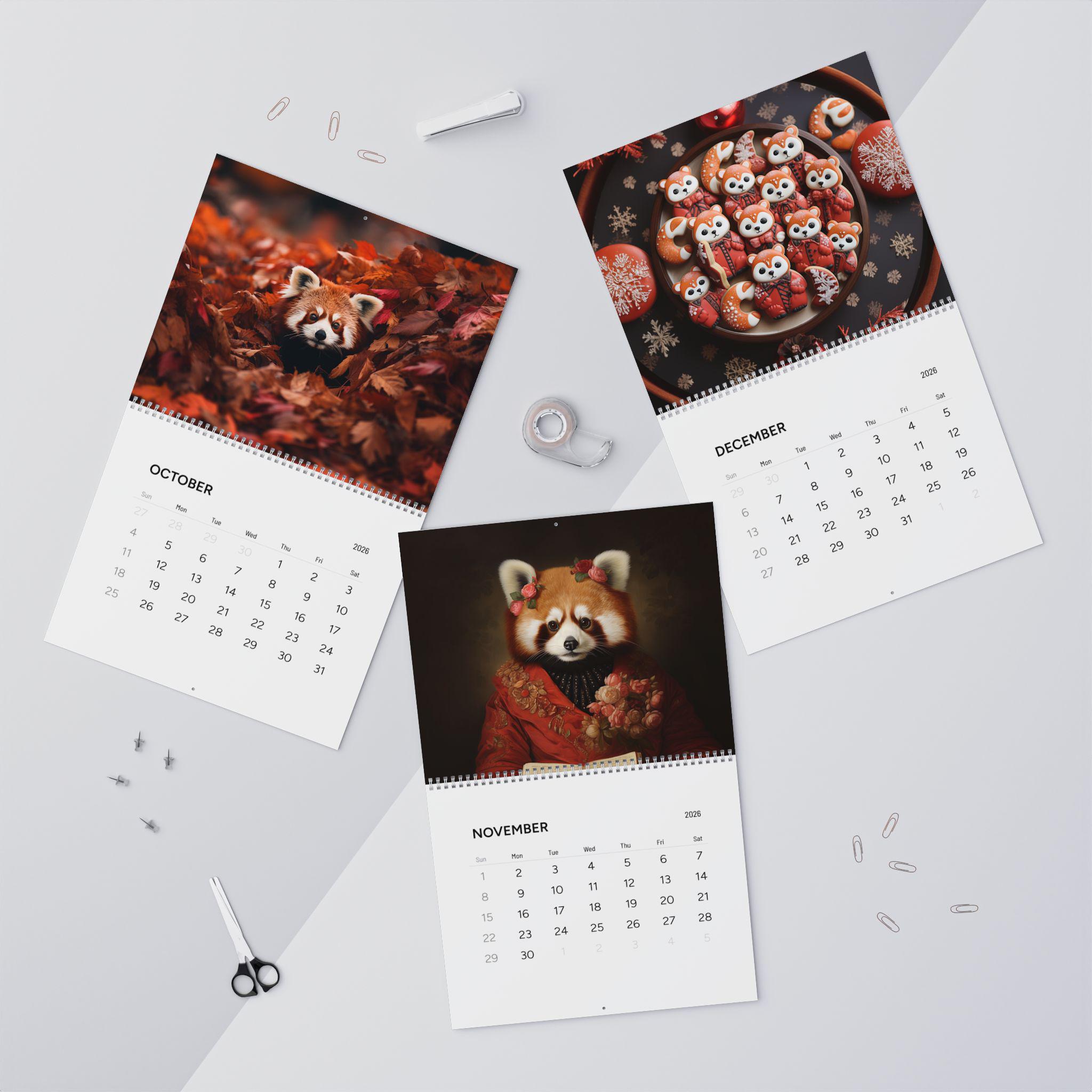 Red Panda 2026 Wall Calendar – Cute Animal Art, Office Decor - Etsy