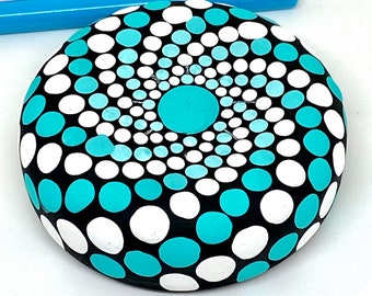 Mandala stone painted rocks, meditation rocks, dot art rocks, desk accessories. Paper weight. Gift for her, yoga lover gift,