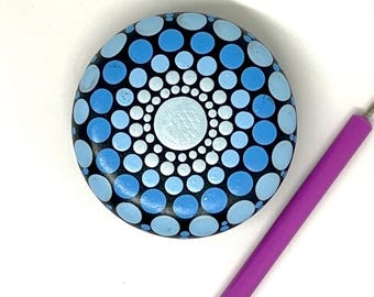 Mandala stone painted rocks, meditation rocks, dot art rocks, desk accessories. Paper weight. Gift for her, yoga lover gift,