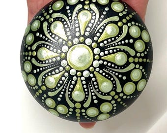 Mandala stone painted rocks, meditation rocks, dot art rocks, desk accessories. Paper weight. Gift, yoga lover gift,