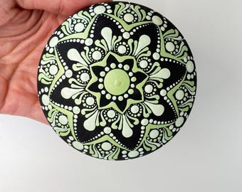 Mandala stone painted rocks, meditation rocks, dot art rocks, desk accessories. Paper weight. Gift, yoga lover gift,