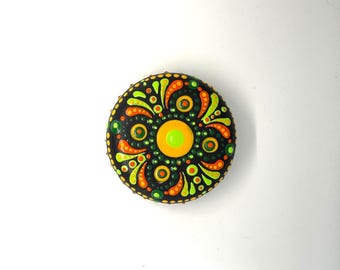 Mandala stone painted rocks, meditation rocks, dot art rocks, desk accessories. Paper weight. Gift for her, yoga lover gift,