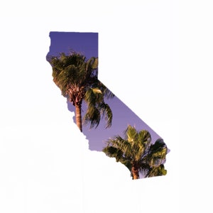Californië palmbomen afdrukbare kaart Wall Art Print Wall Decor Instant digitale download poster CA State Pride Cali decor Cal vlag