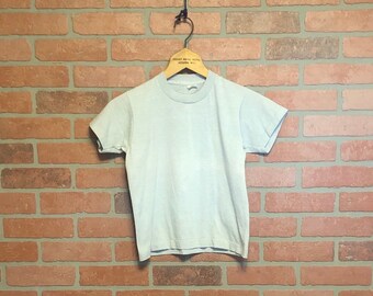 Vintage 80s Screen Stars Solid Gray Single Stitch T Shirt Youth Size 10-12