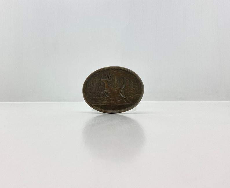 Vintage Solid Brass Leaping Forest Buck Belt Buckle