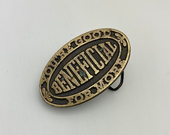 1978 Vintage BENEFICIAL 'You're Good For More' Solid Brass Belt Buckle