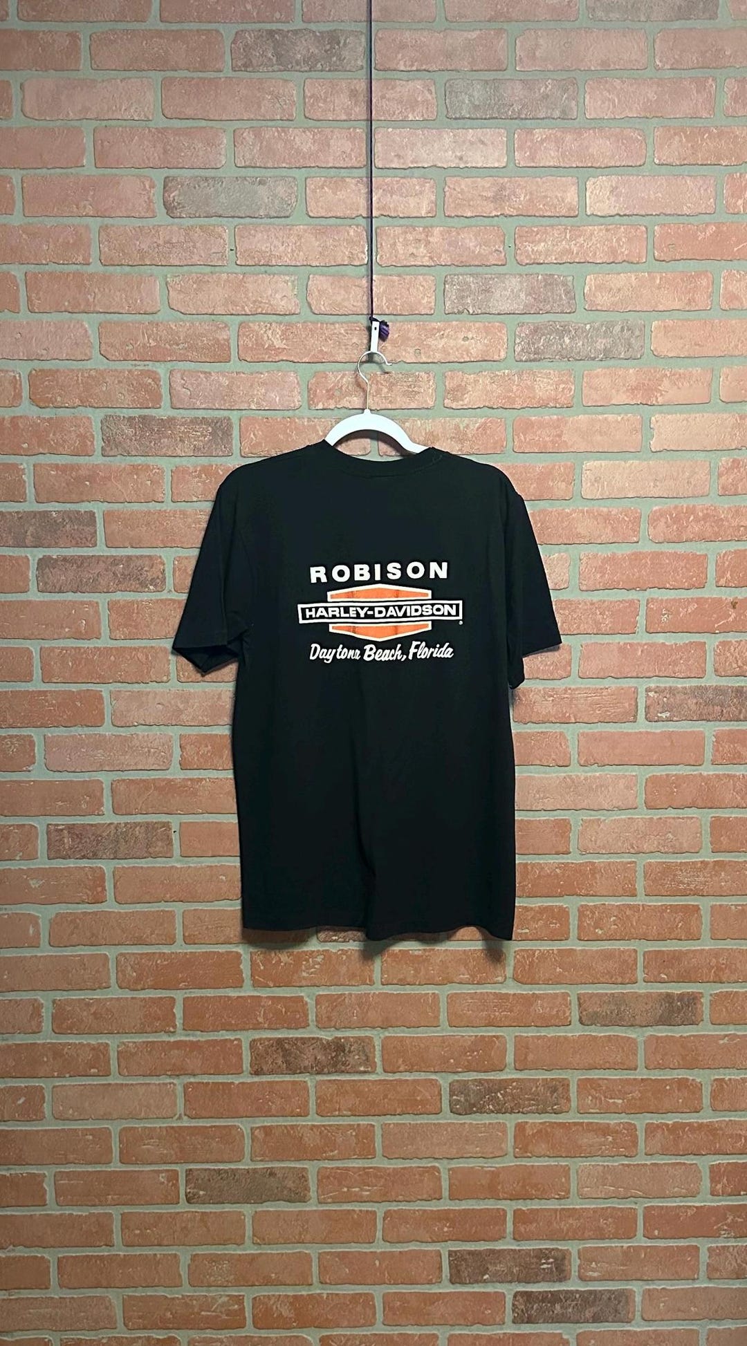 1980s Robison Harley Davidson Daytona Beach Florida Black Pocket T 