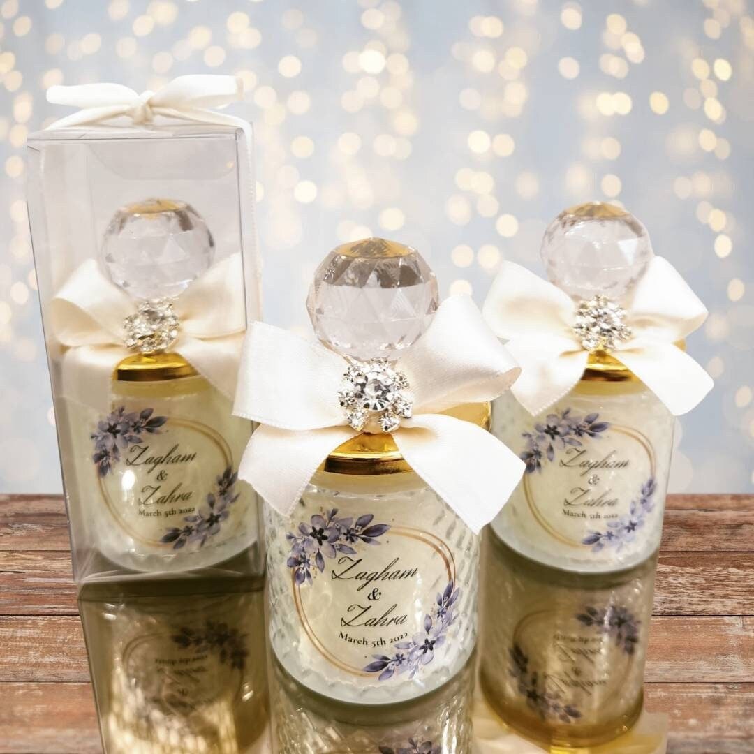 Gold Wedding Candle Decor Favor in Crystal Glasspersonalized Etsy