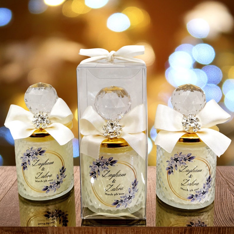 Gold Wedding Candle Decor Favor in Crystal Glasspersonalized Etsy