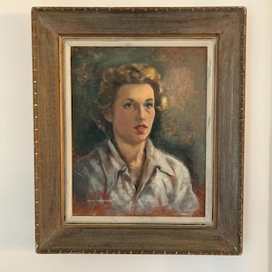 Vintage Framed Oil Painting Portrait Of A Women - Signed, On Canvas