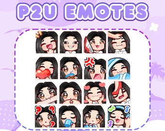 Paquete de gestos de chica chibi / Kawaii adorable para Twitch/Discord (descarga digital PNG)