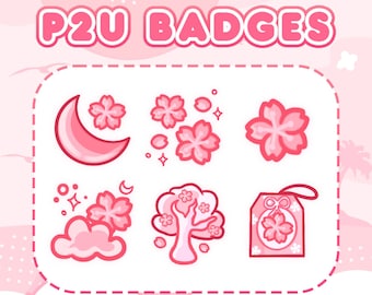 P2U Sakura Cherry Blossom Festival Pink Badges Bit Sub Badges Girl Cute Kawaii Streamer Twitch
