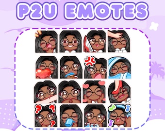Pack de gestos P2U Chibi Girl / Piel oscura, gafas (Descarga digital)