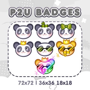 P2U Panda Cute Bear Animal Kawaii Twitch Love Sub & Bit badges | Twitch Graphics for Streamers Kawaii / Cute sub badges