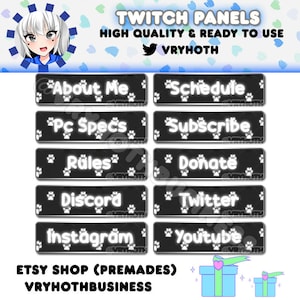 Twitch Panels Paw Dog White and Black