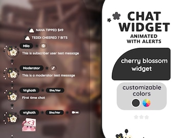 Cherry Blossom Stream Chat Widget, Customizable Alerts (Digital Download)