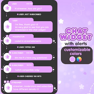 P2U Customizable Chat Widget Cherry Blossom Purple Sakura Stream Chatbox Cute Streamelements l Widgets for streamers l Custom Twitch Premade