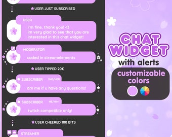 Cherry Blossom Stream Chat Widget - Purple Sakura, Customizable (Digital Download)