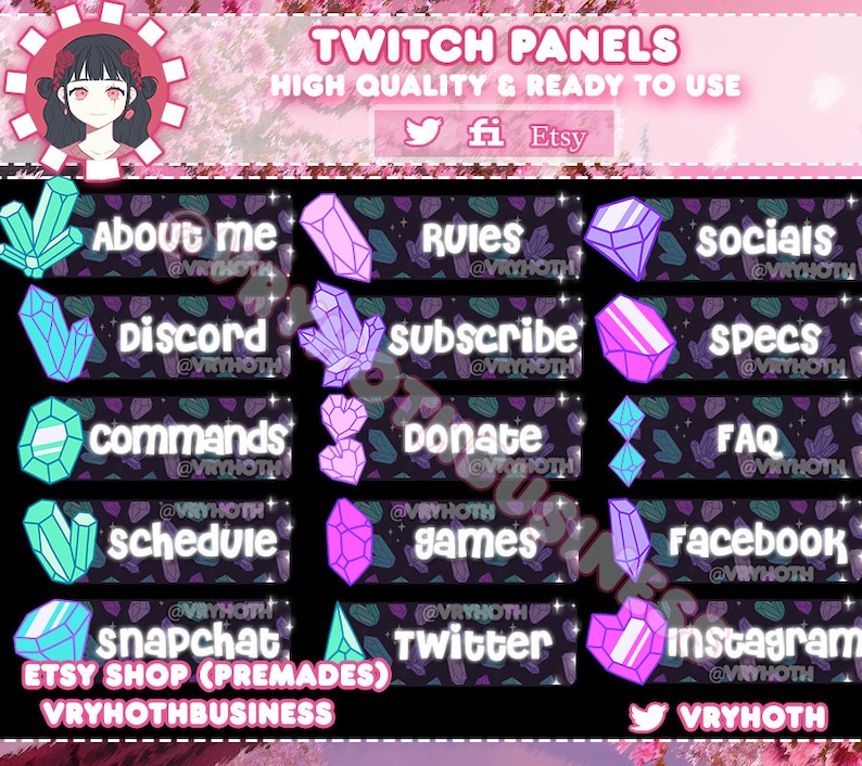 Twitch Panels Diamond Gemstones Crystal Mineral Etsy