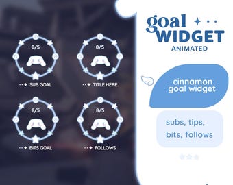 P2U Cinnamon Round Goal White Roll Puppy Dog Bunny Cute Blue Sweet Stream Cute Streamelements Sparkles l Widgets for streamers l Twitch