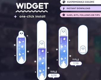 P2U Ghost Blue Vertical Bar Goal Widget Customizable Cute Sparkles Streamelements l Widgets for streamers l Custom Twitch