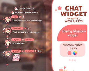 Cherry Blossom Chat Widget: Sakura Red Pastel, StreamElements (Digital Download)
